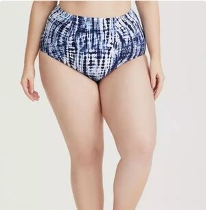 Torrid Blue and White Tie-Dye Bikini Bottoms Size 00